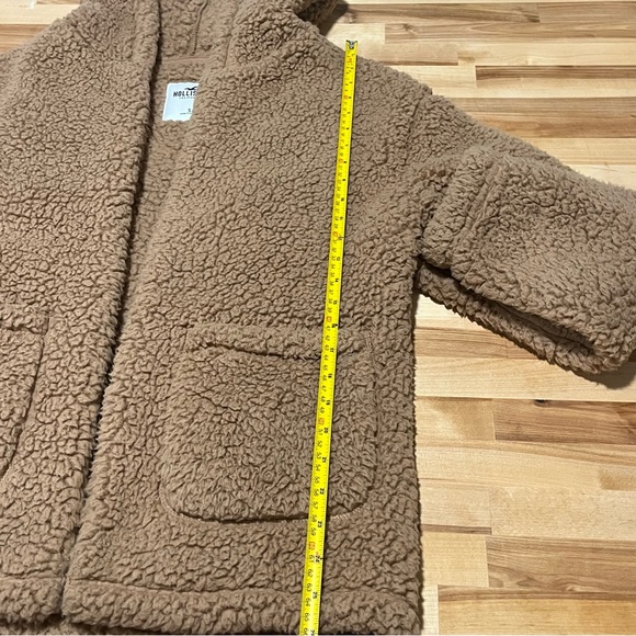 Hollister Oversized Tan Sherpa Fleece Cozy Hooded Jacket - Size Small - Picture 9 of 12